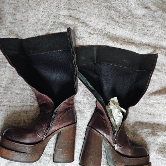 RARE Vintage SONAX Stacked Platform Chunky Boots from the 90s, Brown, US10 - Picture 9 of 9